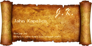 Jahn Kapolcs névjegykártya